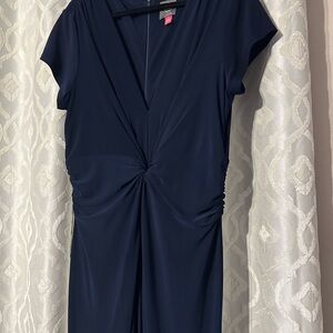 Vince Camuto V-neck Twist Navy Jumper